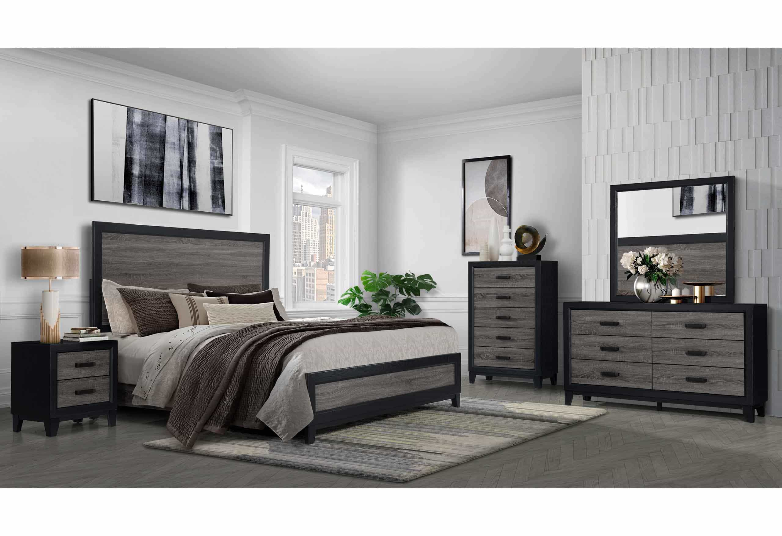 ELLA GREY/BLACK QUEEN BED GROUP