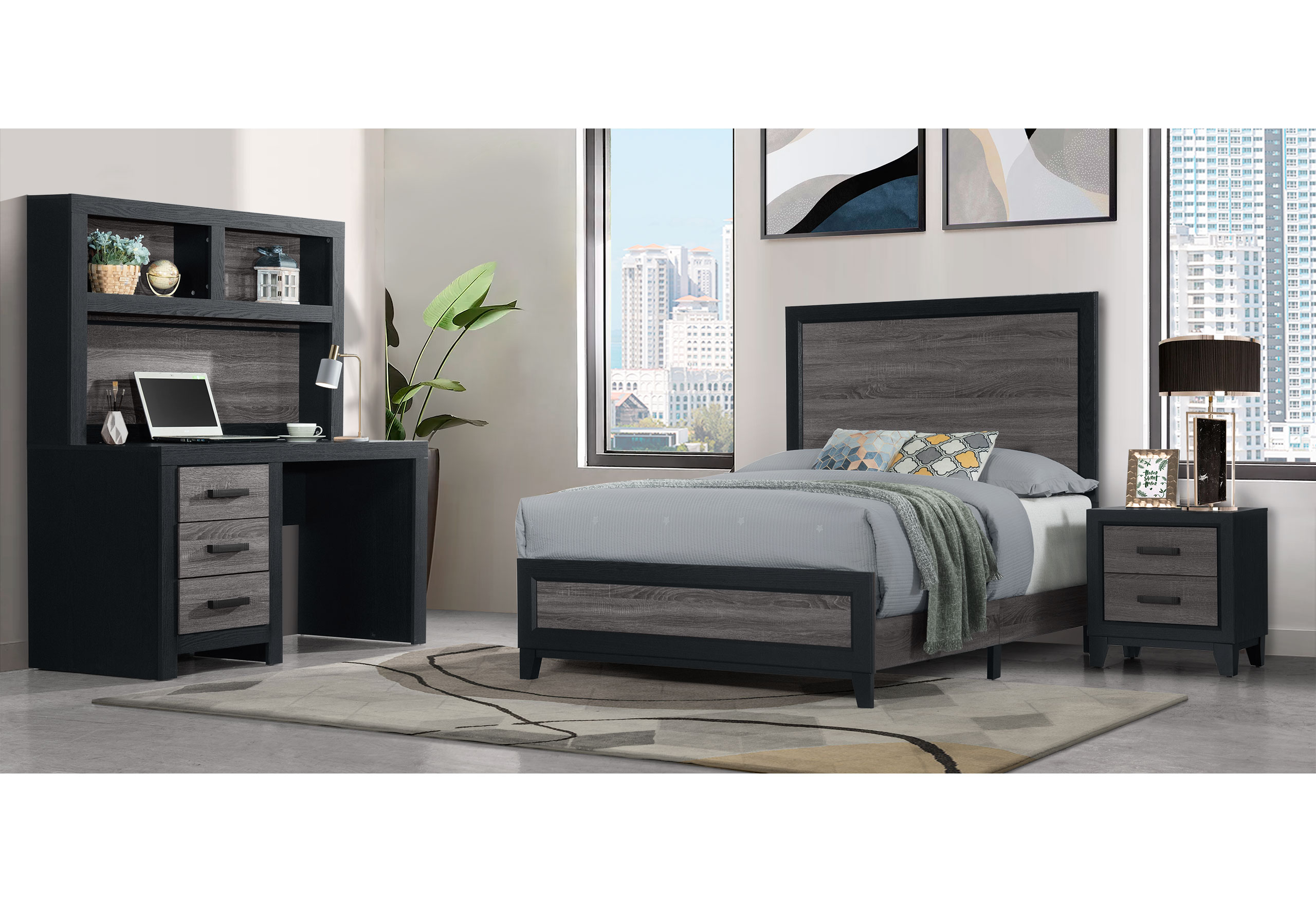 ELLA GREY/BLACK TWIN BED GROUP