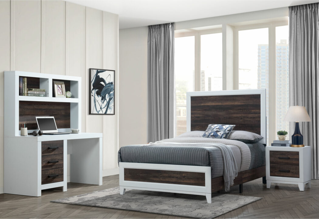 ELLA OAK/WHITE TWIN BED GROUP