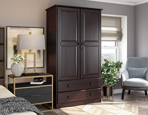 Kate – 100% Solid Wood Smart Wardrobe Armoire, Java