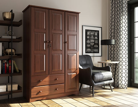 Gucci – 100% Solid Wood Grand Wardrobe Armoire, Mocha