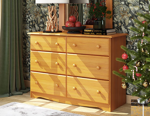 7515 – 100% Solid Wood Double Dresser, Honey Pine