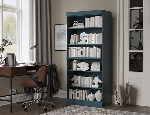 9408 – 100% Solid Wood 32″w x 72″h Bookcase, Teal Blue