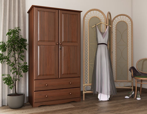 Kate – 100% Solid Wood Smart Wardrobe Armoire, Mocha