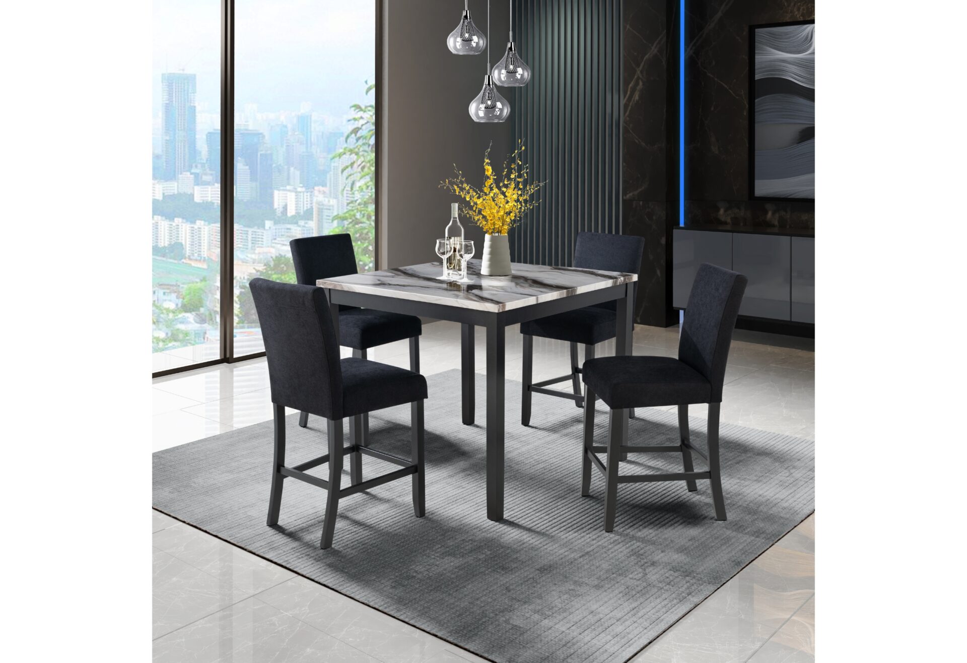 DF4054 BAR TABLE WITH 4 BAR STOOLS